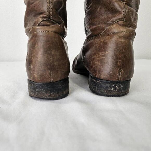 Frye Melissa Riding Boot Button Lug Equestrian Tall Women’s 8 Brown Distressed - Picture 7 of 11